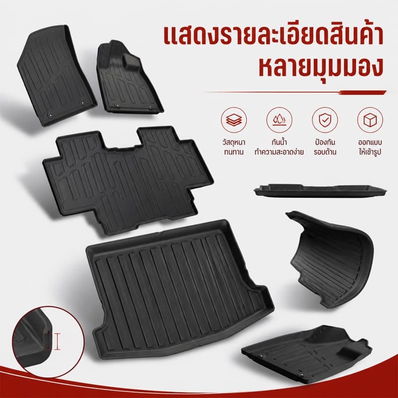 พรมปูพื้นรถยนต์ GEELY EX2 2025-ปัจจุบ TPE/XPE 3D ทนต่อการสึกหรอ เป็นมิตรกับสิ่งแวดล้อมไม่มีกลิ่นและทําความสะอาด การทำให้ รูปที่ 7