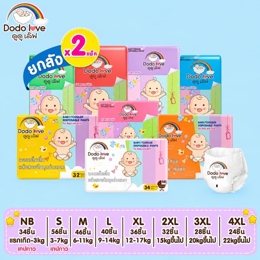 ส่งด่วน DODOLOVE Standard Soft กางเกงผ้าอ้อม ผ้าอ้อมสำเร็จรูป Size NB-4XL นุ่ม บางเบา ใส่สบาย รูปที่ 1