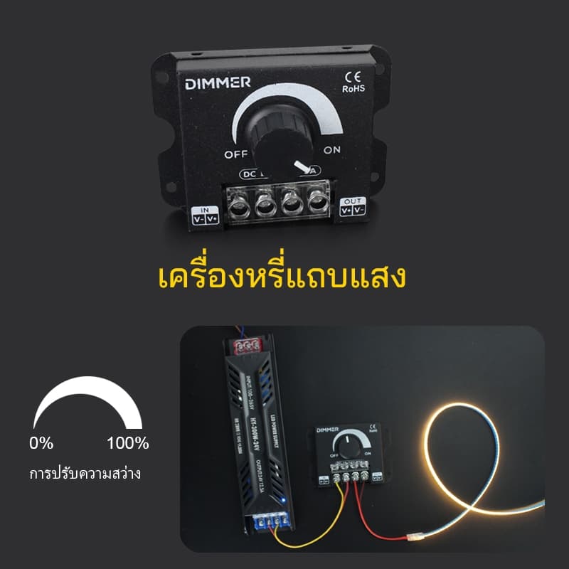 ตัวเชื่อมต่อแถบไฟ LED หัวปลั๊ก และตัวปรับความสว่าง 12V/24V สำหรับ 2835 SMD/COB ขนาด 8mm ทนทาน ไม่ต้องบัดกรี รูปที่ 9