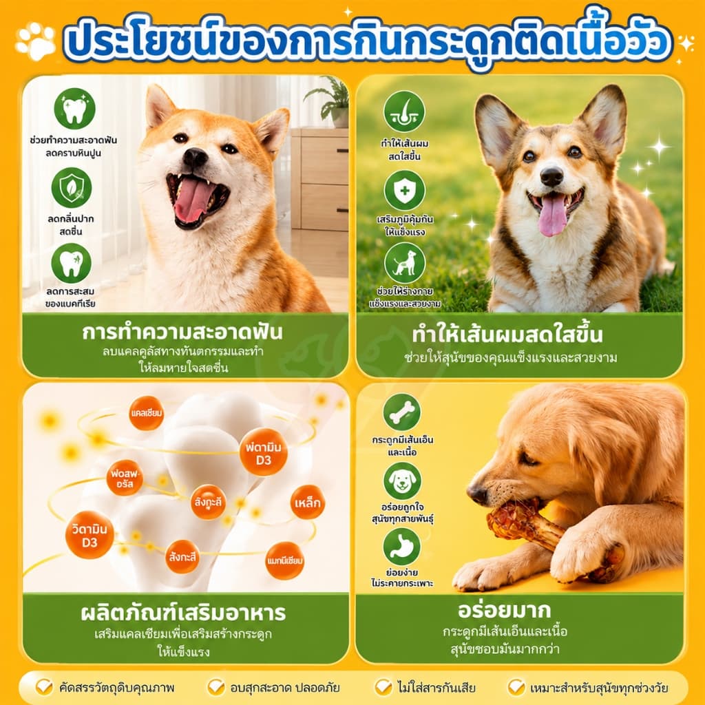 99PET กระดูกวัวแท้ 100% สำหรับสุนัข | ขัดฟัน เคี้ยวได้นาน | S/M/L/XL รูปที่ 3