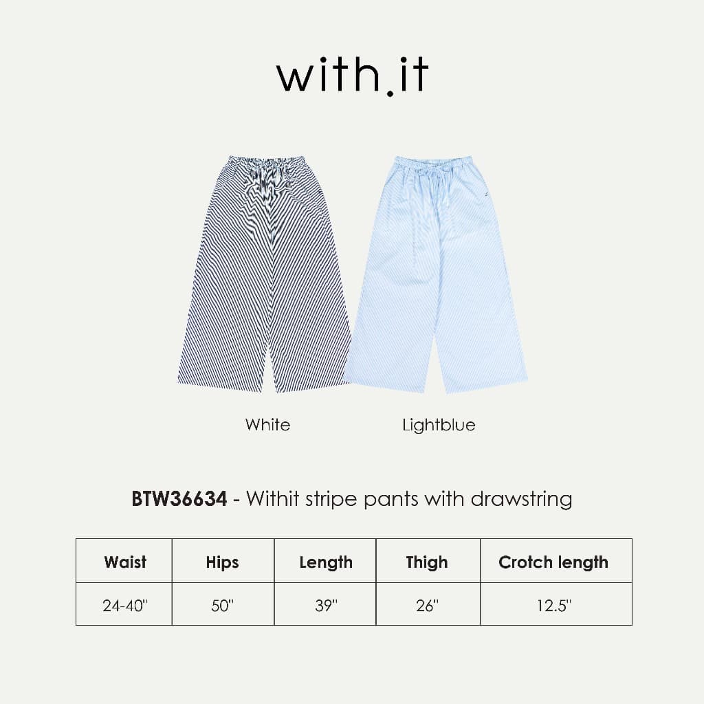 Withit stripe pants with drawstring กางเกงขายาวลายทาง - BTW36634 รูปที่ 2