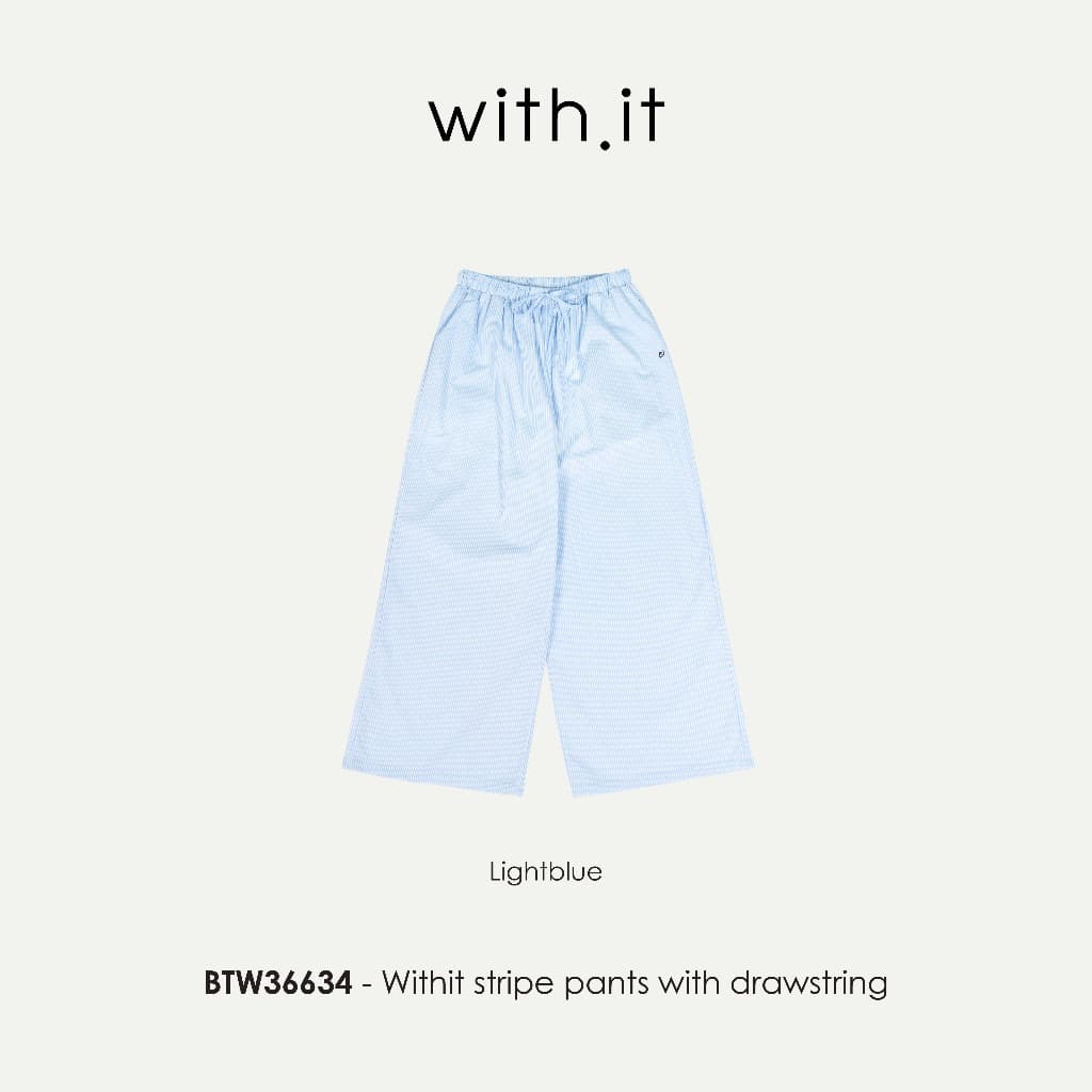 Withit stripe pants with drawstring กางเกงขายาวลายทาง - BTW36634 รูปที่ 3