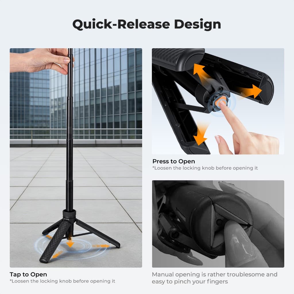 K&F CONCEPT MS71 กางเก็บอัตโนมัติ Mini ขาตั้งมือถือ ไม้เซลฟี่ 65cm for phone/DJI Pocket 4/3 Action6 รูปที่ 2