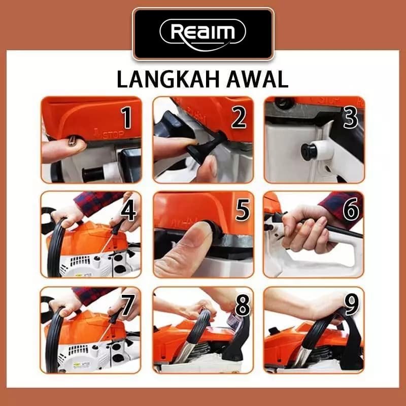 REAIM เลื่อยยนต์ / เลื่อยโซ่ บาร์ 20นิ้ว รุ่น คุณภาพของเยอรมัน ระบบปั๊มมือ- เลื่อยโซ่ยนต์ รูปที่ 8