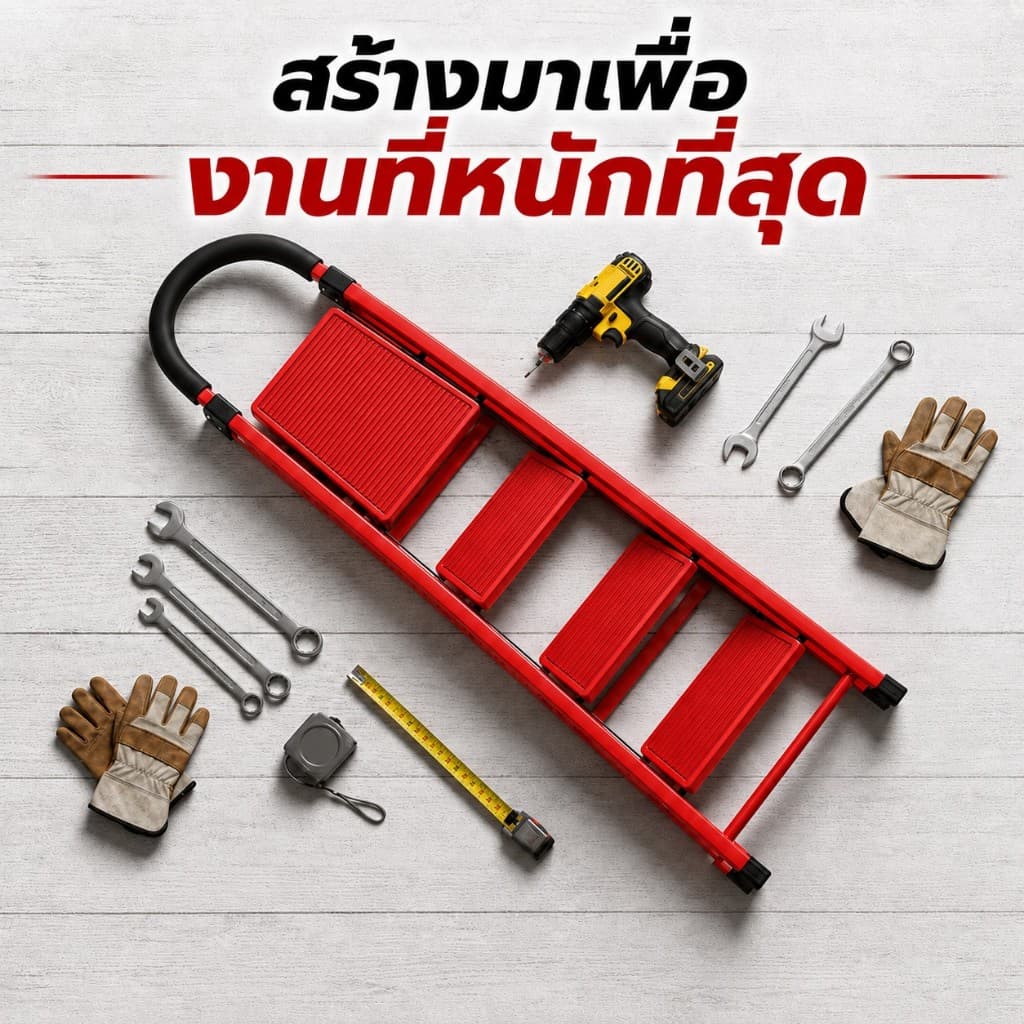 บันไดพับได้ บันไดอลูมิเนียมหนาพิเศษ 2-8 ขั้น รับน้ำหนัก 500KG กันลื่น แข็งแรง พับเก็บง่าย ใช้ในบ้าน ร้านค้า งานช่าง รูปที่ 3