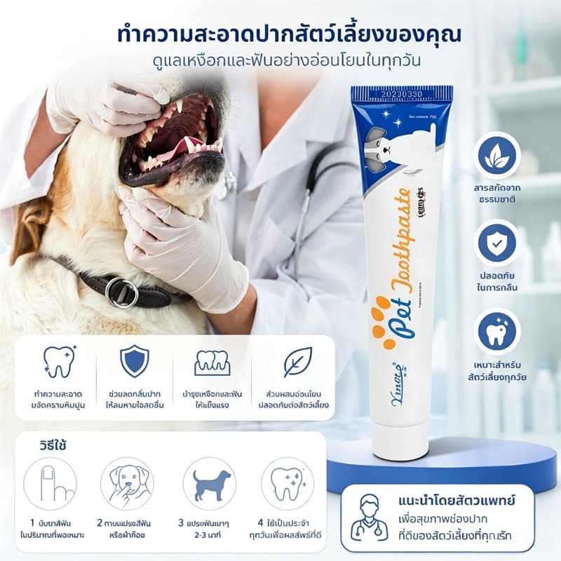 ชุดแปรงฟันสัตว์เลี้ยง ลดหินปูน ช่วยลดกลิ่นปากสัตว์เลี้ยง สุขภาพฟันดี หลายรสชาติ ชุดยาสีฟันหมาและแมวสำหรับสัตว์เลี้ยง รูปที่ 2