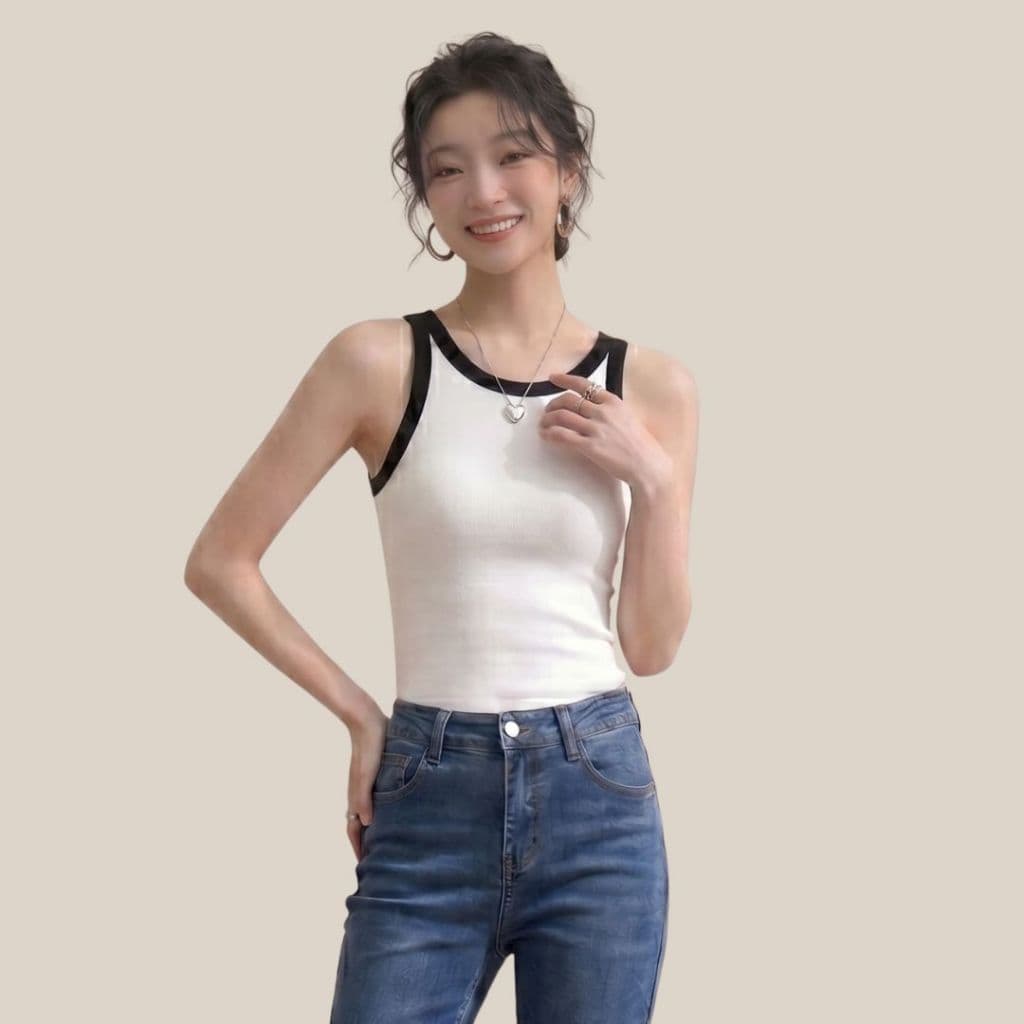 WsimpleBra | Trara Tank Top เสื้อกล้ามยาว ผู้หญิง ทูโทน มีบราในตัว เลิกใส่ชุดชั้นในและซิลิโคลปิดจุก รูปที่ 6