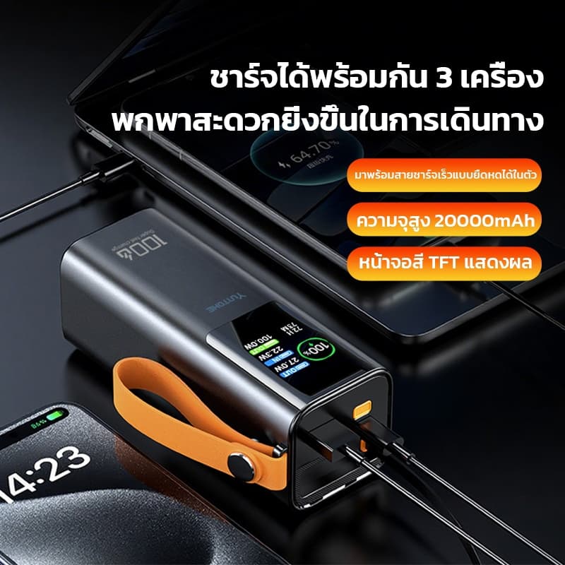 Power Bank 100W แบตสำรอง ชาร์จเร็วด้วยความจุขนาดใหญ่ สำหรับ Macbook/iPhone16 ถือขึ้นเครื่องได้ รูปที่ 3