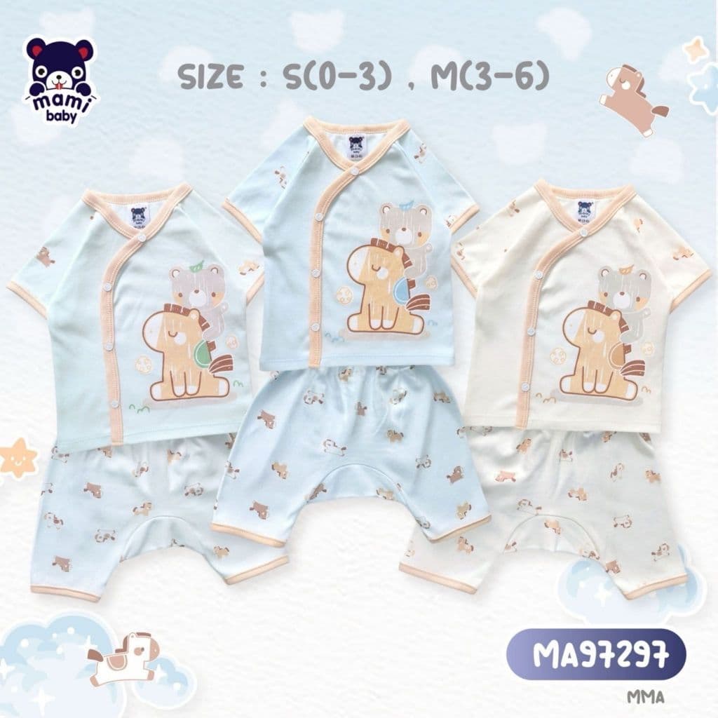 Mami Baby ชุดเซ็ทเสื้อกระดุมสแน็ปหน้าและกางเกงเด็กแรกเกิดถึง 6 เดือน ผ้าคอตตอน | Babytrend รูปที่ 3