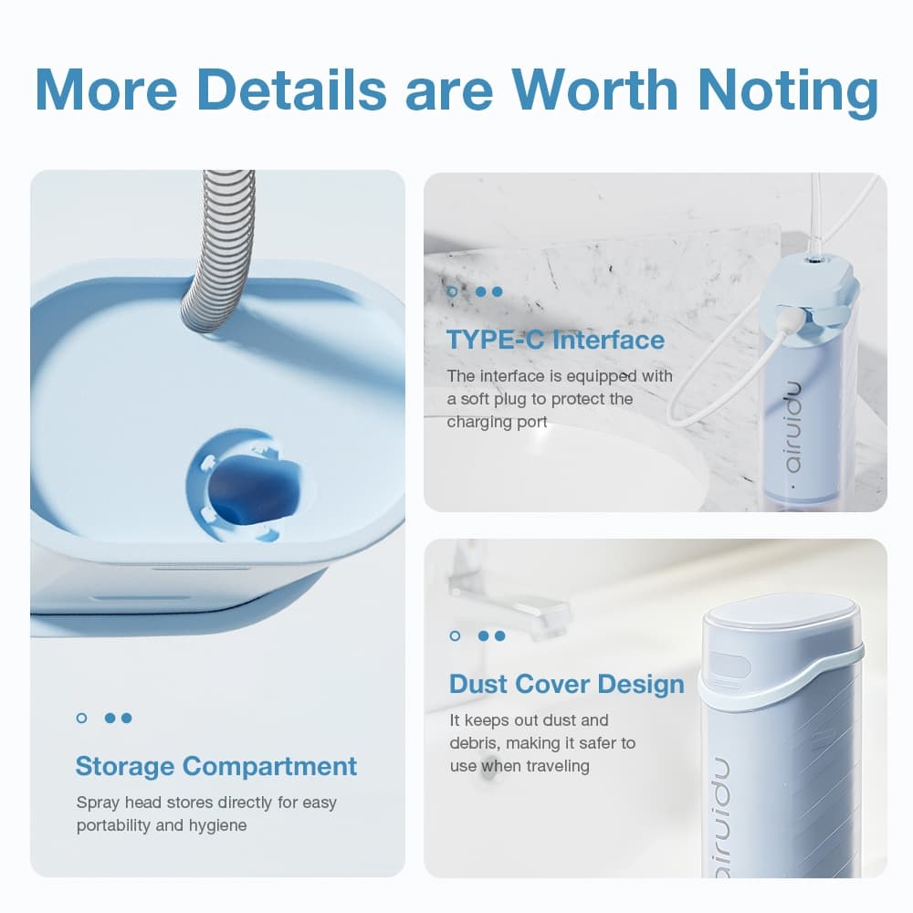 Airuidu CF550 Water Flosser ไหมขัดฟันพลังน้ำ แรงดันน้ำแรง เครื่องฉีดน้ำ IPX7 กันน้ำ เครื่องทำความสะอาดฟั รูปที่ 9