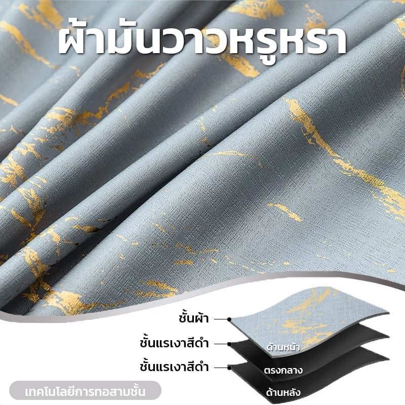 Nicedays ผ้าม่าน ผ้าม่านทึบแสง ผ้าม่าน กันแสงUV100% ผ้าม่านพิมพ์ลาย ห่วงตาไก่ กันร้อน เหมาะสำหรับฉากกั้นหน้าต่างและประตู รูปที่ 2
