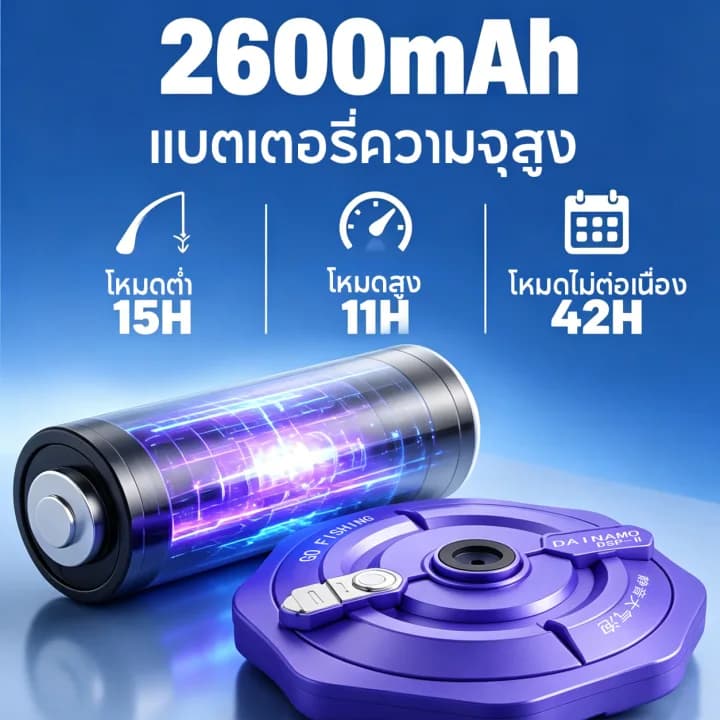 Dainamo ปั๊มออกซิเจนสำหรับตกปลา ปั๊มออกซิเจนลอยน้ำ – ใช้งานได้นาน 42 ชั่วโมง, 3 โหมด, กันน้ำ IPX7 และลอยตัวอัตโนมัติ รูปที่ 3