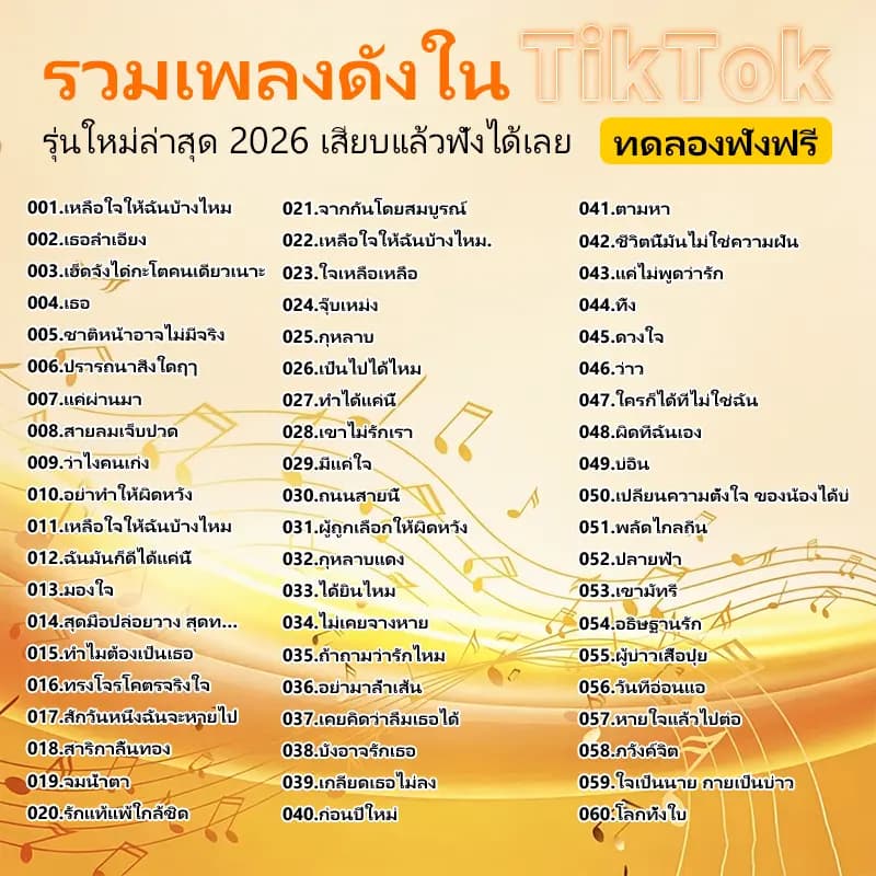 แฟลชไดร์ฟเพลงรถยนต์ 260 เพลงดัง TikTok ขับรถเพลินไม่ต้องง้อเน็ต เสียบใช้งานง่าย เสียงคมชัด 100% รูปที่ 2