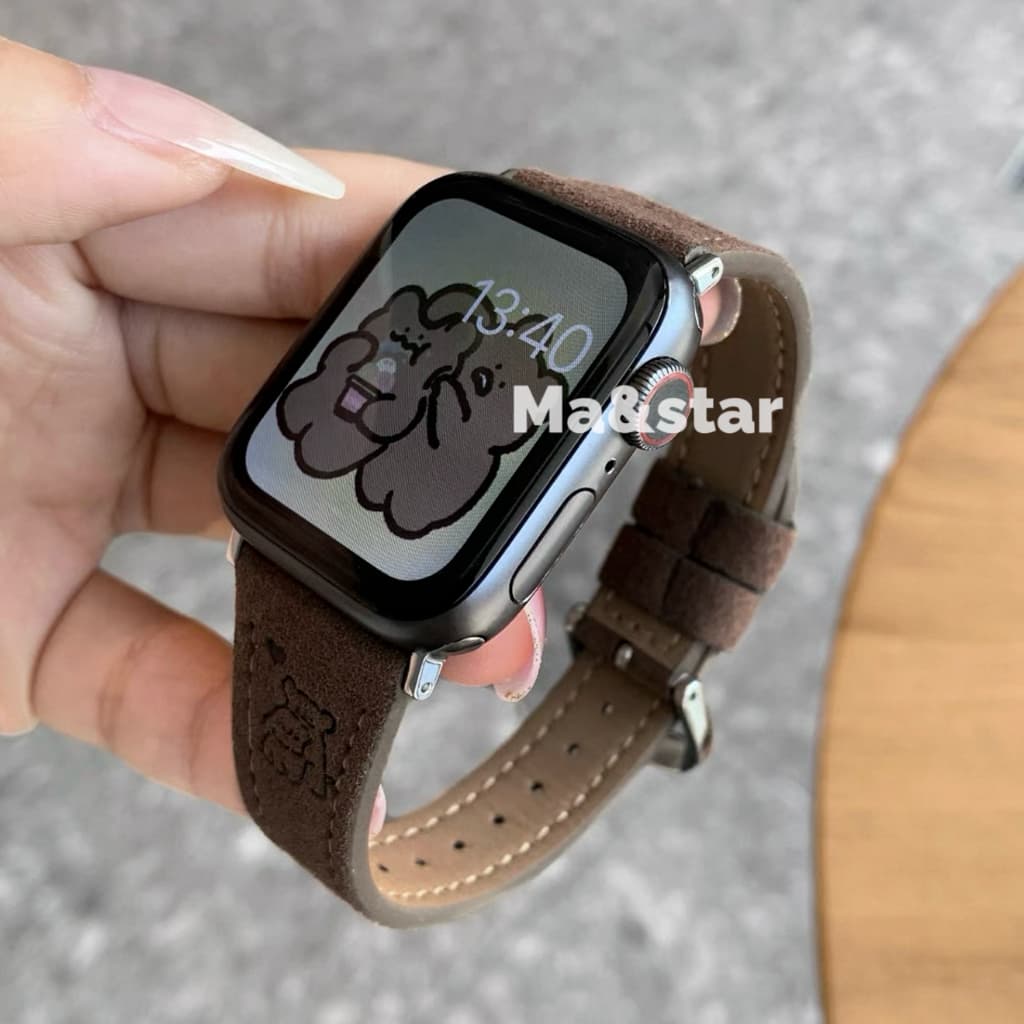 หนังขอบเล็ก สำหรับ watch11 10 9 8 se 7 6 ขนาด 40/41/42/44/45/46มม สายนาฬิกา smart watch หนัง สายแอปเปิ้ลวอช ปั้ม kitty รูปที่ 4