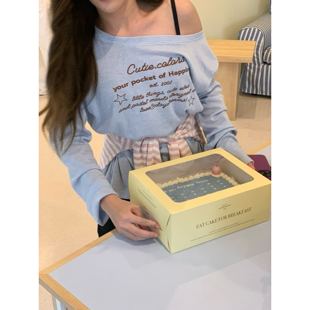 Cutie.Colors Your Pocker Off off-shoulder long sleeve เสื้อปาดไหล่ รูปที่ 4