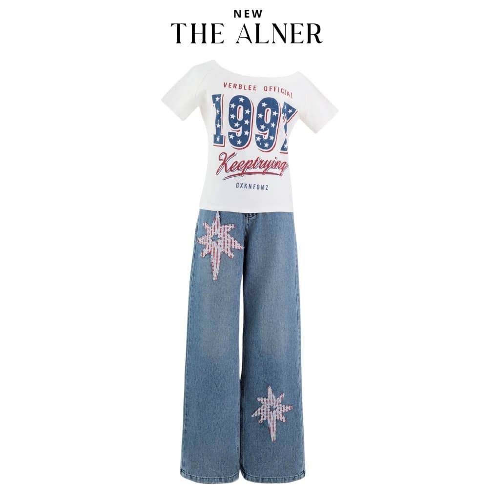 Thealner-AN528 เซตเสื้อขาว1997กางเกงยีนส์ขายาว รูปที่ 3