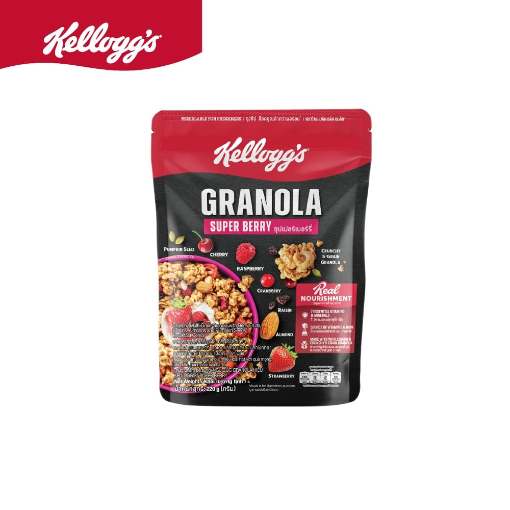 Kellogg's Super Berry Granola เคลล็อกส์ ซูเปอร์ เบอร์รี่ กราโนลา 220 กรัม รูปที่ 2