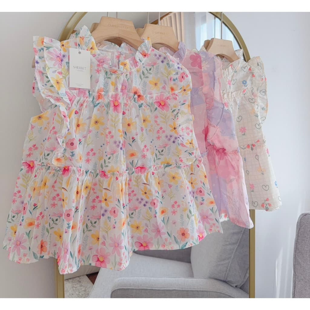 ป้าย Sherbet เสื้อแขนกุดระบาย 2 ชั้นผ้าคอตตอน อก 36 นิ้ว ยาว 21 นิ้ว รูปที่ 2