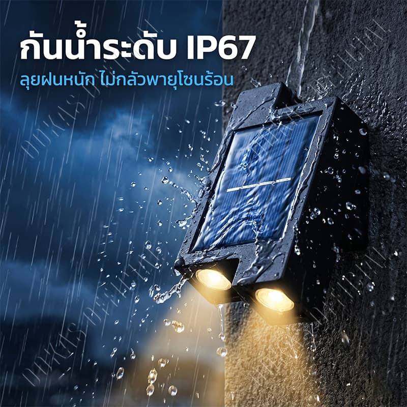 OOKAS ไฟโซล่าเซลล์ LED ไฟติดผนัง กันน้ำ IP67 เปิดเองเมื่อมืด ติดตั้งง่าย ไม่มีค่าไฟ แสงเหลืองอบอุ่น รูปที่ 7