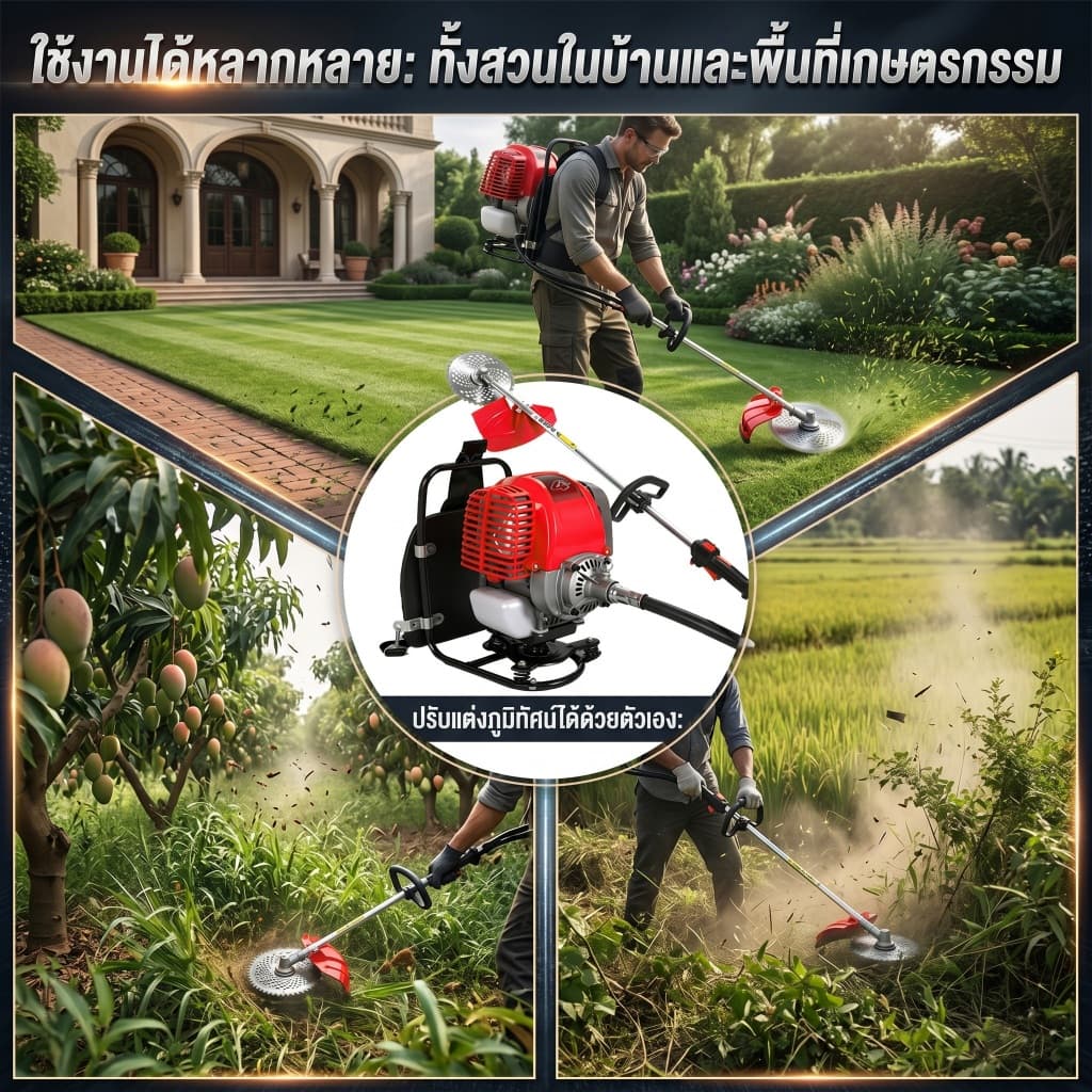 REAIM เครื่องตัดหญ้า2 แถมฟรีหัวตัดหญ้าจังหวะ 52 ซีซี 1200รอบต่อนาที สายสะพายไหล รูปที่ 8