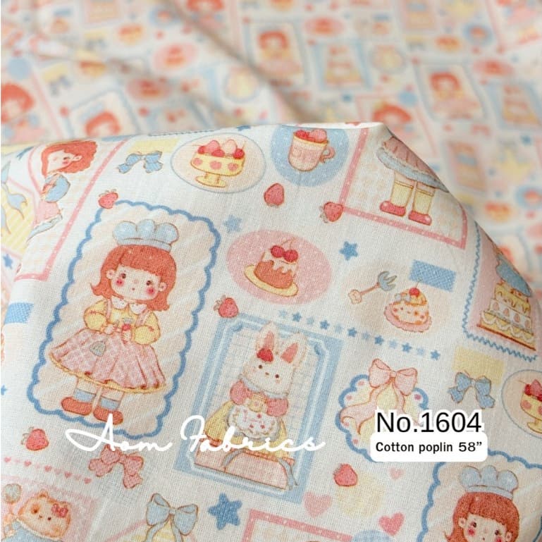 Aom Fabricsผ้าคอตตอนป๊อปลินลายดอก No.1602-1607 น่ารักมาก ผ้านิ่ม หน้ากว้าง 58 นิ้ว ผ้าเมตรนำเข้า รูปที่ 7
