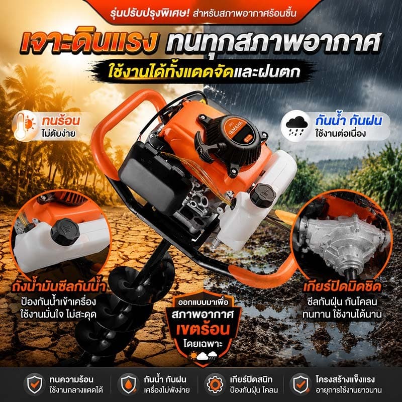 6 แรงม้า 2 จังหวะเครื่องเจาะดินเครื่อง 125CC สามารถเจาะดินอ่อนและดินแข็งได้ ทรงพลัง พกพาสะดวก ทนแรงสั่นใช้งานยาวนาน รูปที่ 5