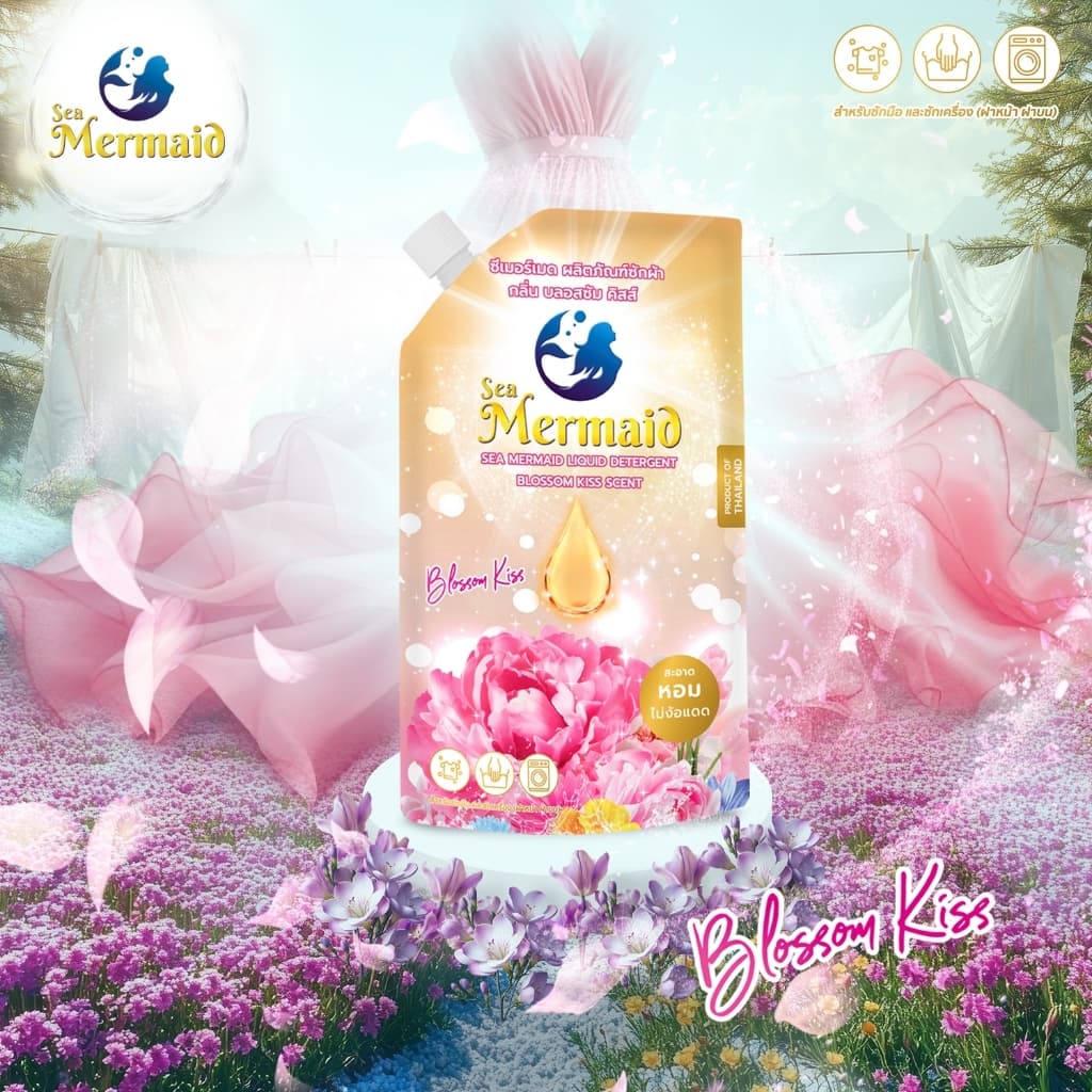 ใหม่! Sea Mermaid น้ำยาซักผ้า 450 มล.x5 กลิ่น Blossom Kiss สะอาดหอม สูตรเข้มข้น หอมพรีเมี่ยม ไม่ง้อแดด รูปที่ 5