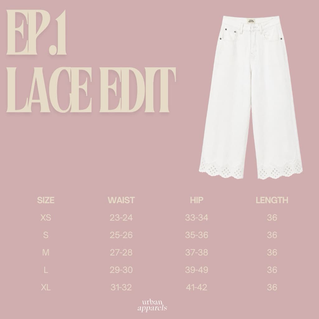 urban apparels | denim ep.1 in lace edition กางเกงยีนส์ขากระบอกเต่อผ้ายืดญี่ปุ่นปลายฉลุลูกไม้ ชอบพอดีตัวลดเป๊ะ-1ไซส์ รูปที่ 8