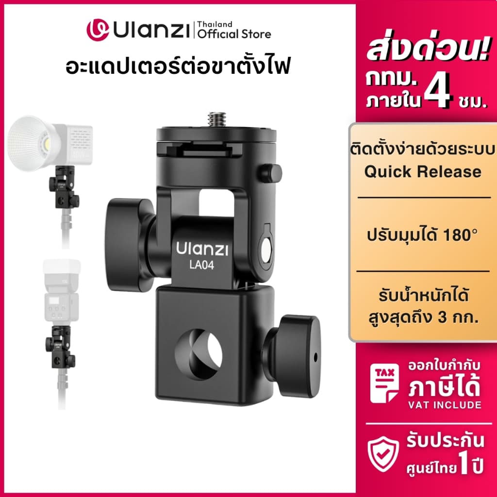 Ulanzi LA04 Light Stand Adapter อะแดปเตอร์ ต่อขาตั้งไฟ ไฟสตูดิโอ กล้อง DSLR Mirrorless แฟลช รูปที่ 1