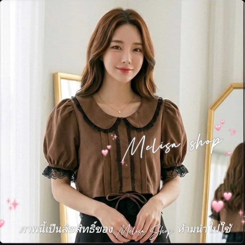 งานป้ายบน love story clothing เสื้อคอบัว เอวลอย เอวจั้มรูดปรับได้ รูปที่ 2