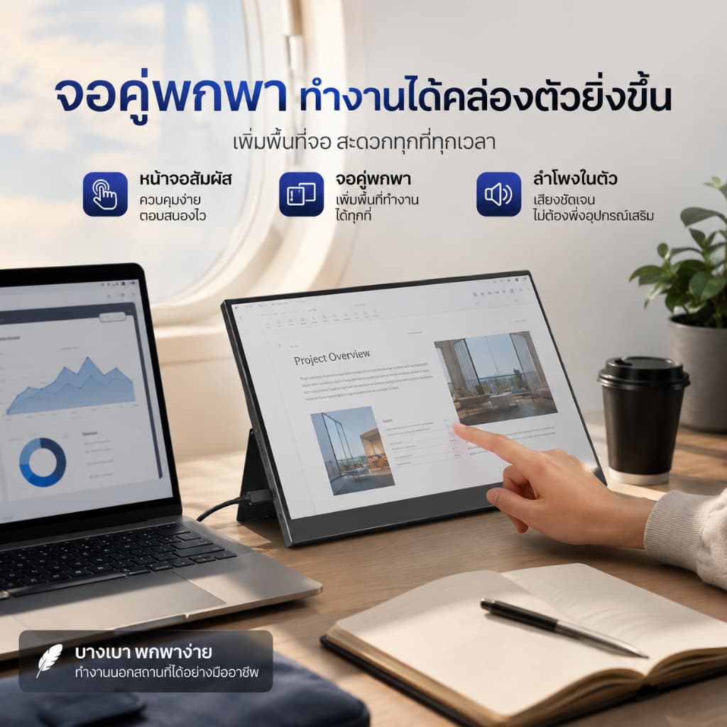 จอภาพแบบพกพา PORTABLE MONITOR 15.6นิ้ว 1080P IPS แบบพกพาลำโพงคู่ในตัวรองรับการใช้งานกับคอมพิวเตอร์แล็ปท็ เชื่อมต่อกับคอน รูปที่ 4