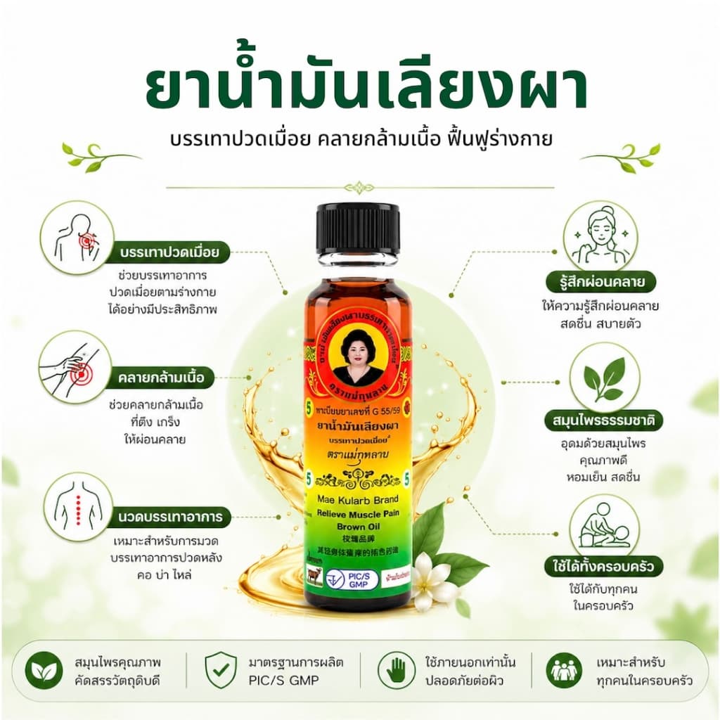 แม่กุหลาบ น้ำมันสีน้ำตาล 20 ml นวดคลายปวดเมื่อย กล้ามเนื้อ เส้น Brown Oil รูปที่ 2