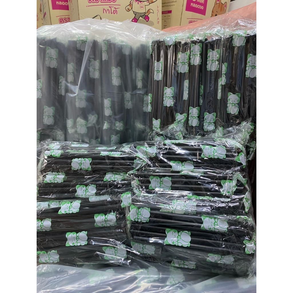 หลอดไข่มุก ไม่หุ้มฟิมล์ ยกมัด สีดำ 2.5kg มีประมาน 1500 เส้น รูปที่ 7