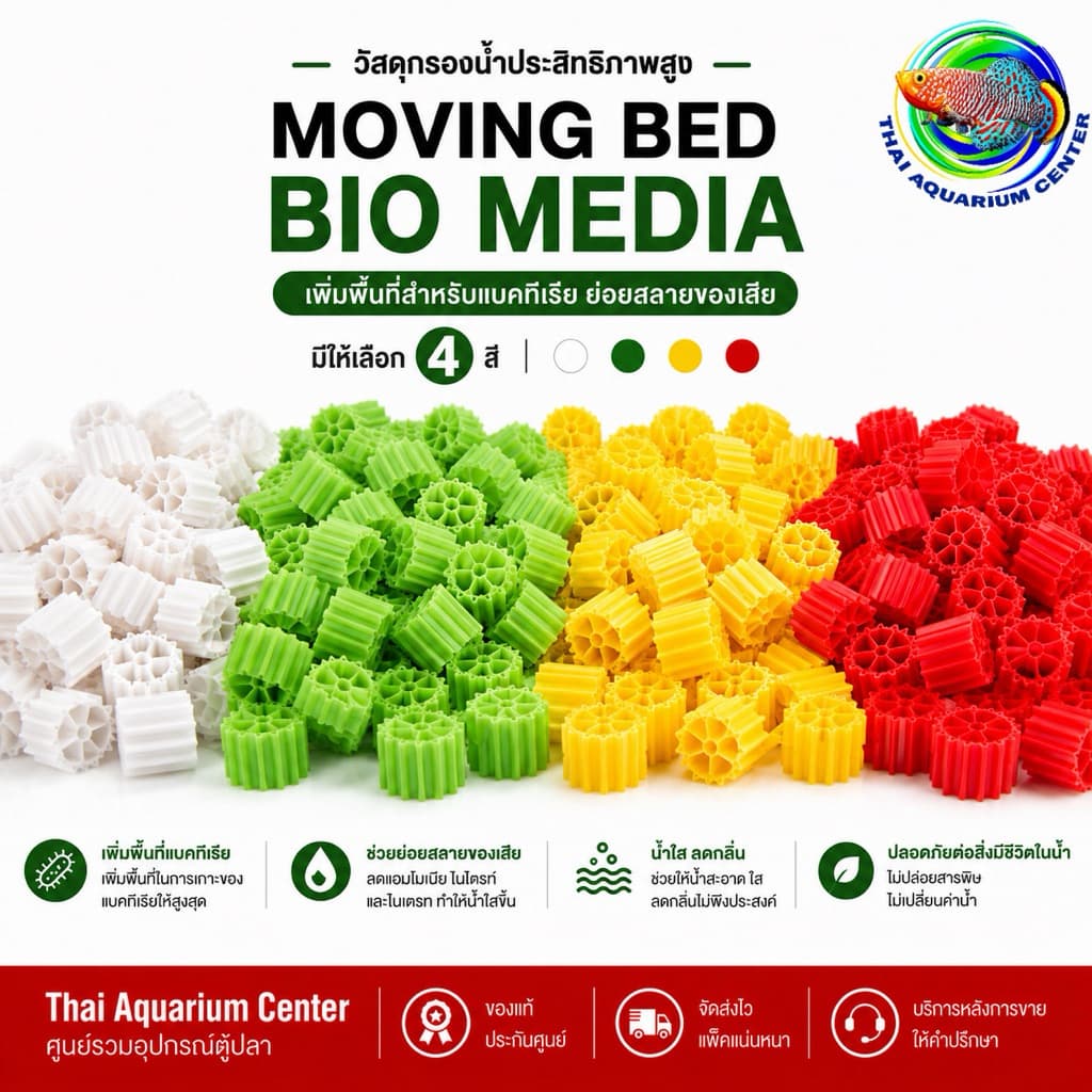 VOONLINE Moving Bed มูฟวิ่งเบด สีเเดง สีเขียว สีเหลือง สีขาว วัสดุกรองน้ำ เกรด AAA รูปที่ 1
