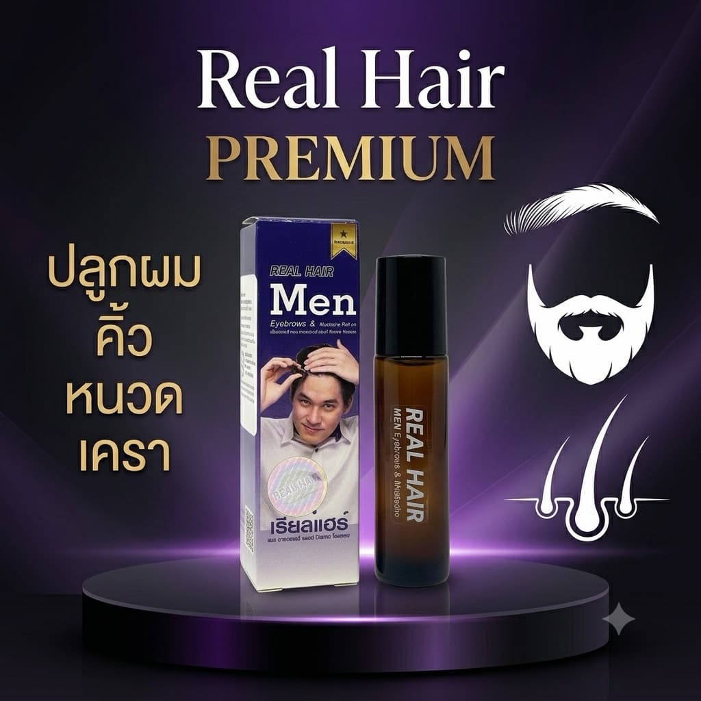 Real Hair- เซรั่มปลูกผม คิ้ว หนวด จอน -(สูตรหัวเชื้อ) ใช้ได้ทั้ง ช ญ