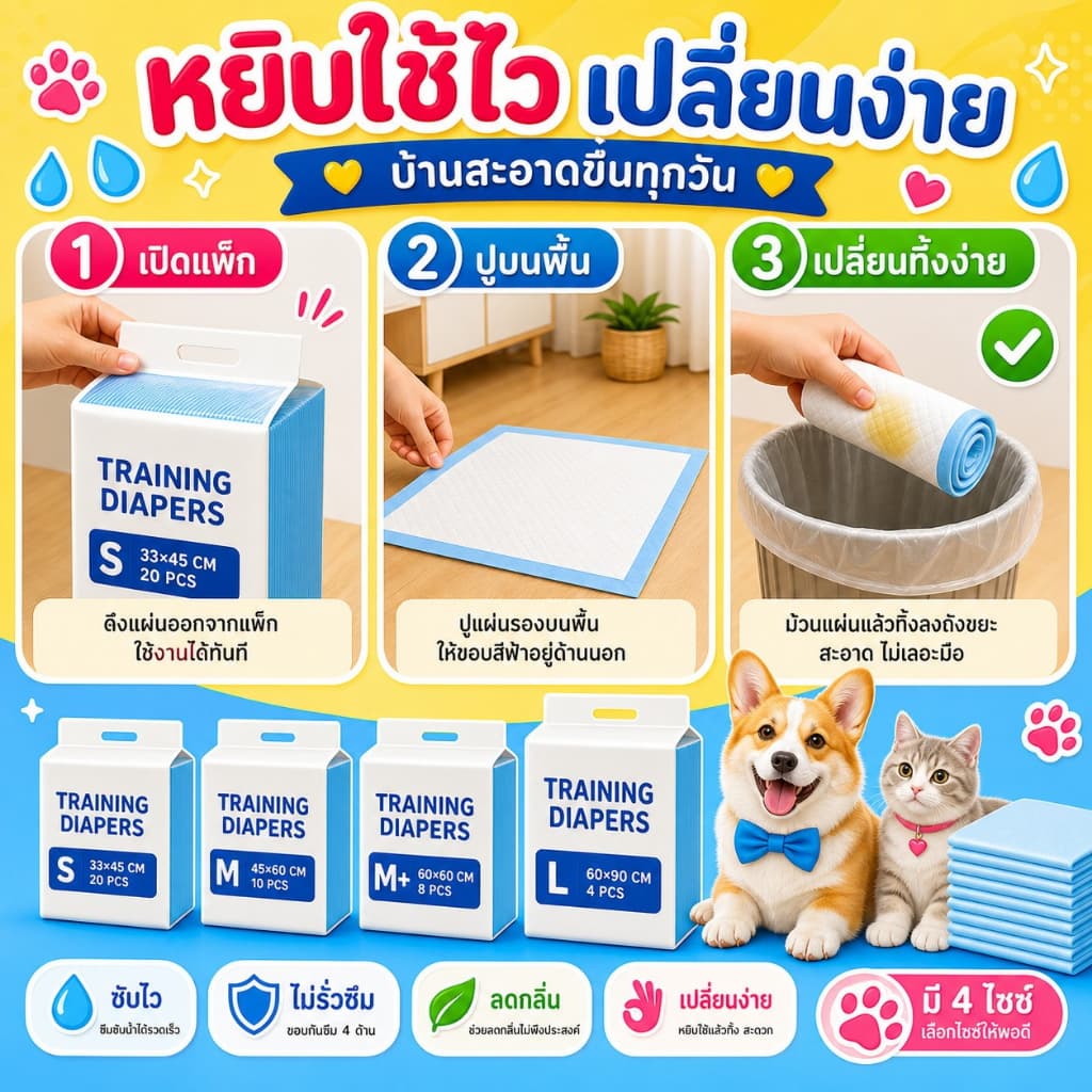 Deemar แผ่นรองฉี่ Cocoyo แผ่นรองฉี่แมว แผ่นรองฉี่สุนัข ช่วยฝึกขับถ่าย ระงับกลิ่น ซึมซับไดีดี ยิ่งขึ้น Betterdog รูปที่ 2