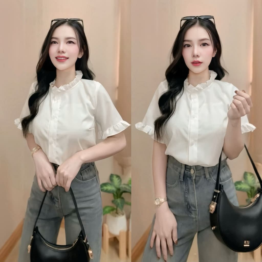 เสื้อคอกลมแต่งระบาย รุ่น Trendy รูปที่ 6