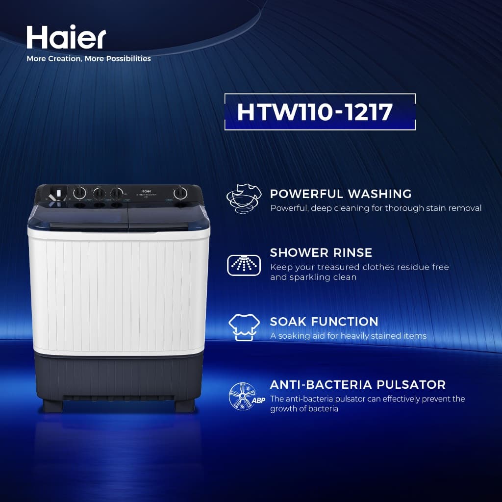 Haier เครื่องซักผ้า 2 ถัง กึ่งอัตโนมัติ ความจุ 11 kg รุ่น HTW110-1217 รูปที่ 3