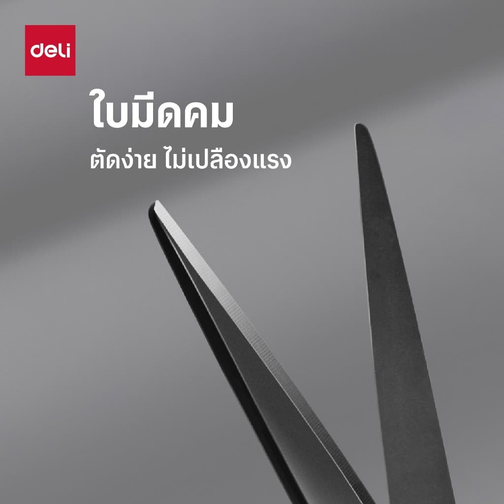 Deli กรรไกรสแตนเลส เคลือบดำกันสนิม กรรไกรอเนกประสงค์ ตัดกระดาษ ขนาด 210mm Scissor จำหน่าย 1 เล่ม รูปที่ 4