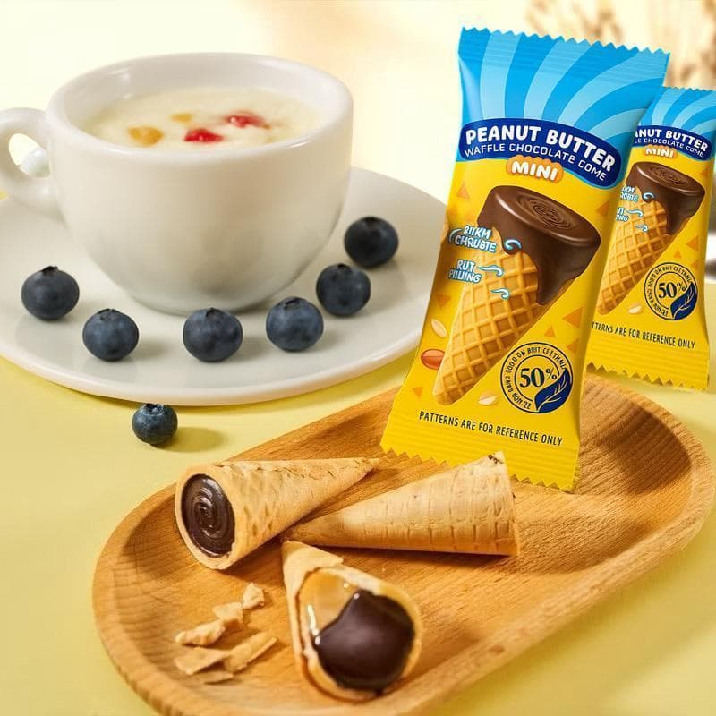 เวเฟอร์โคนกรอบรส Peanut Butter Chocolate หวาน กรอบ อร่อยในทุกคำ ขนาด 300 กรัม รูปที่ 5