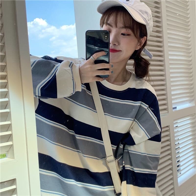 เสื้อยืดแขนยาวลายอิฐ เสื้อยืดแขนยาวลายวัว เสื้อยืดไซส์ใหญ่ผู้หญิงคนอ้วน oversized รูปที่ 2