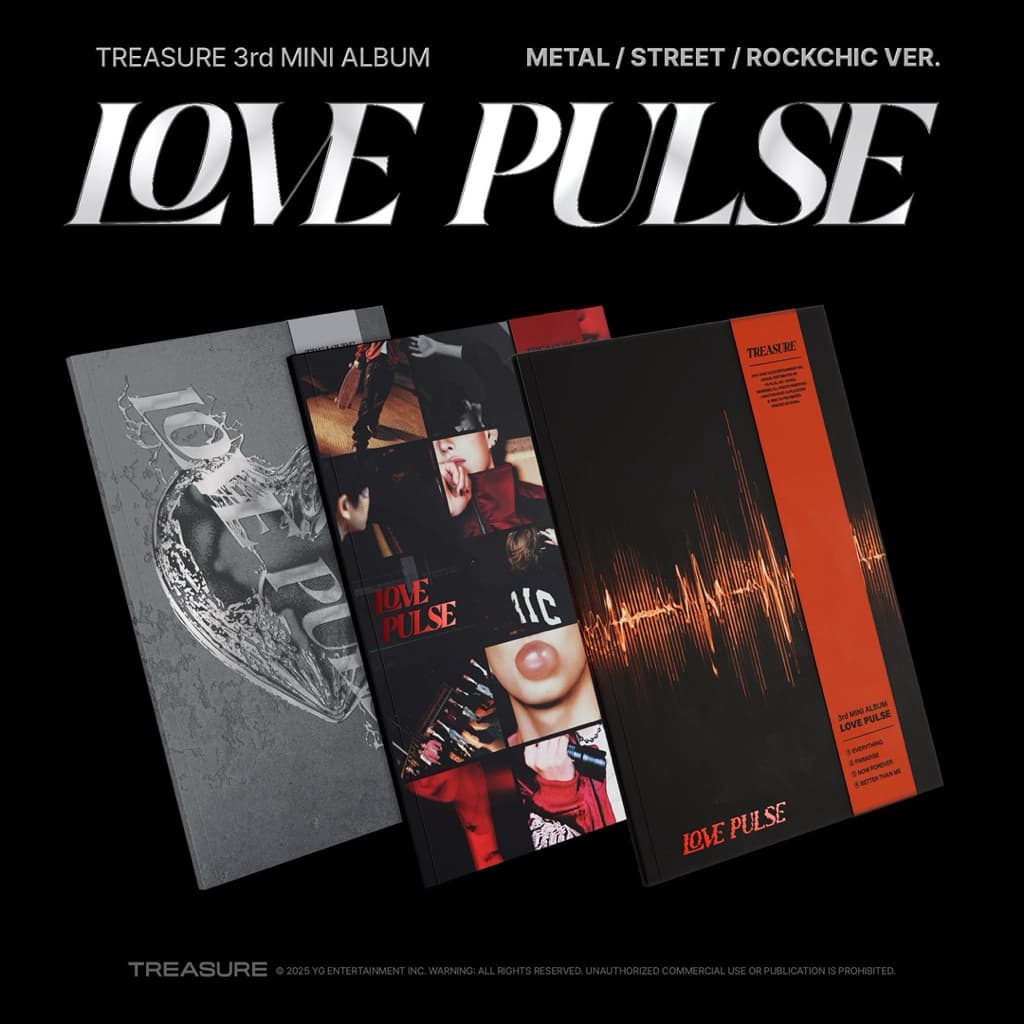 พร้อมส่ง‼️TREASURE [LOVE PULSE) 3rd Mini Album มีทุกver.  (🩶METAL / ❤️‍🔥STREET / 🧡ROCKCHIC)
