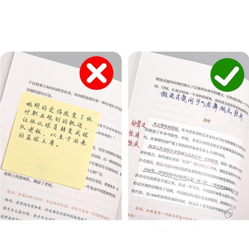 กระดาษโน้ตโปร่งใส 50 แผ่น กันน้ำ clear stiky note มีกาวในตัว กระดาษโน๊ตบางเบา ใช้สำหรับจดบันทึกและติดโน้ตบนพื้นผิวเรีย รูปที่ 3