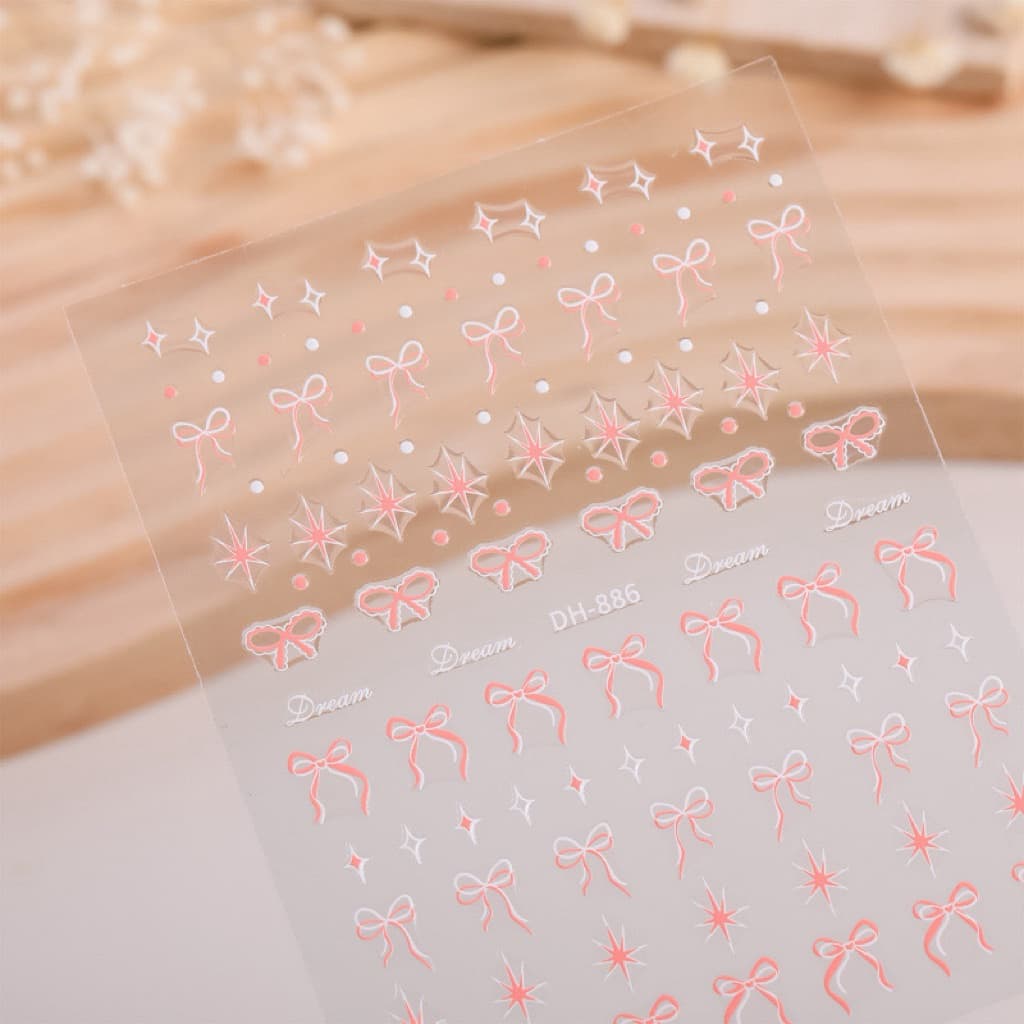 สติกเกอร์ติดเล็บ ลายโบว์แสนสวย มี3สีให้เลือก แบบ 3D แผ่นละ 9 บาท รูปที่ 3