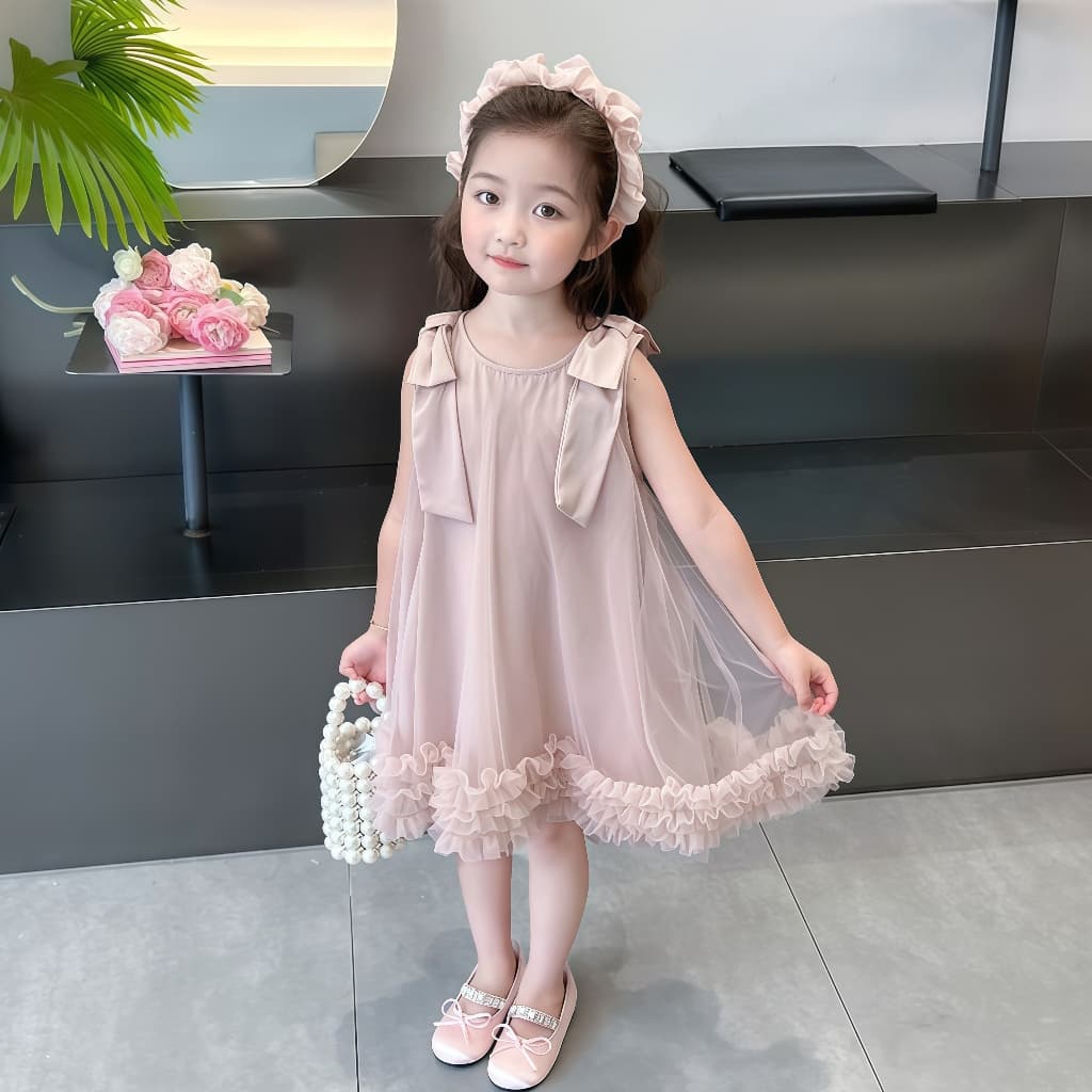 ชุดเดรสเจ้าหญิงแฟชั่นเด็กหญิง คอกลมประดับด้วยโบว์ เหมาะสำหรับงานปาร์ตี้วันเกิด 1-9 ปี รูปที่ 5