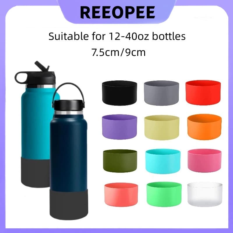 บูทซิลิโคนป้องกันสําหรับ Aquaflask & Hydroflask | ขวดน้ําปากกว้าง 12oz-40oz | ปลอกหุ้มด้านล่างกันลื่นปลอดสาร BPA รูปที่ 1