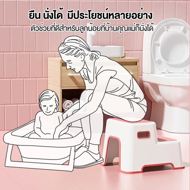 เก้าอี้สตูลเด็ก สตูลวางเท้าเก้าอี้สตูลล้างหน้าเด็ก 2 ชั้น วัสดุพีพีคุณภาพสูง ปลอดภัยป้องกันการลื่น รูปที่ 2
