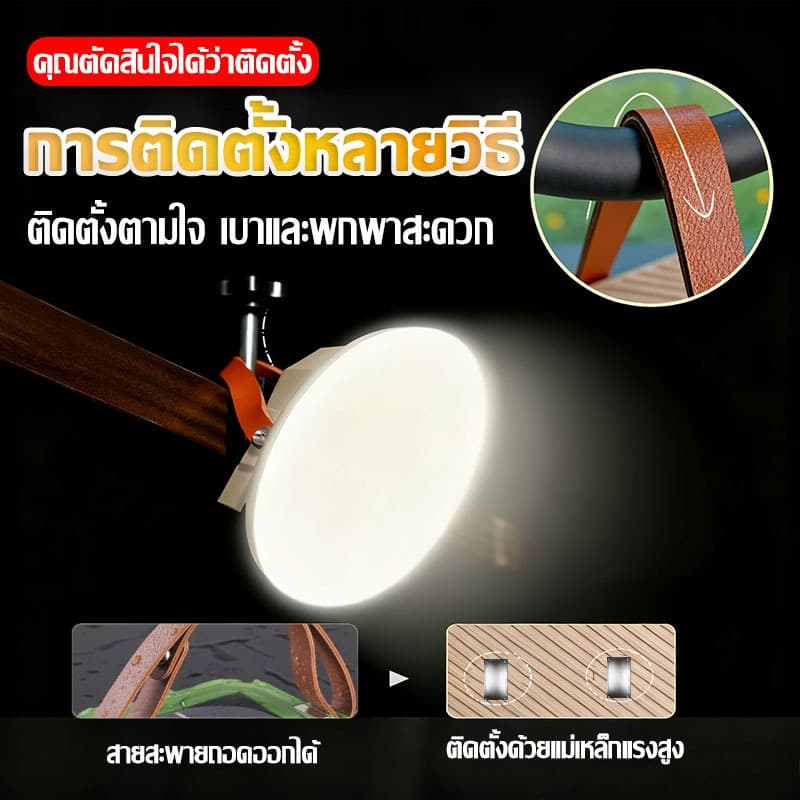 0ค่าไฟฟ้าตลอดปีไฟแคมป์ปิ้ง โคมไฟเต็นท์LED ตะเกียง ปรับแสงได้4ระดับ ใช้ได้หลายฉาก ไฟฉุกเฉิน ไฟเต้นท์ Camping Light รูปที่ 4