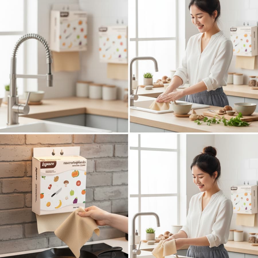 ทิชชู่เช็ดครัว Lepare แบบแขวน 2 ชั้น 460 แผ่น ใช้ในครัวเรือน ซึมซับน้ำมันและน้ำได้ดี รูปที่ 7