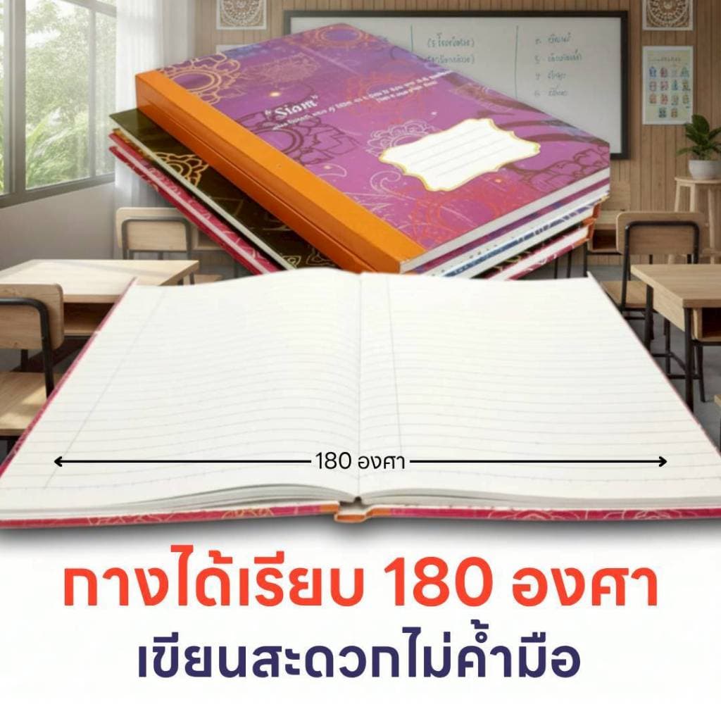 ตราเหรียญ สมุดปกแข็งลายไทยเบอร์ A/100 สันผ้า 100 แผ่น รูปที่ 5